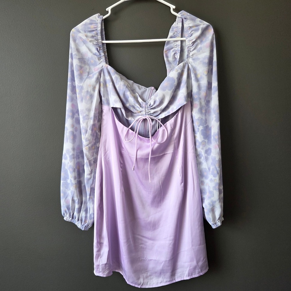 NWT Princess Polly Delphine Mini Dress Purple Multi Floral‎ Cutout Ruched US 4